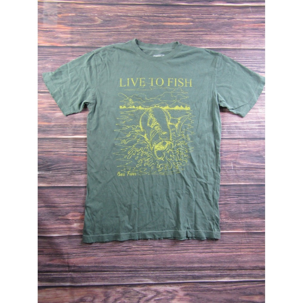 American Highway Mens Size Medium Green T Shirt Fishing Outdoors Camping Fly